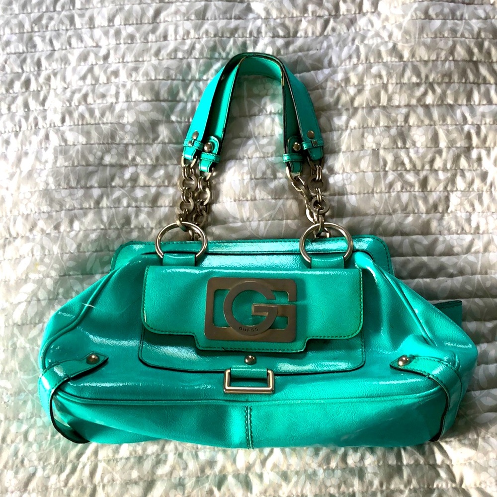 Vintage Turquoise Leather Guess Bag circa 2004